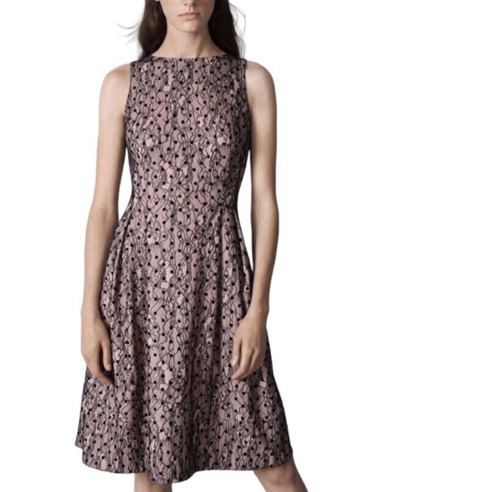 JW Jason Wu | Lace Nude & Black Sleeveless Dress Fit & Flare Medium